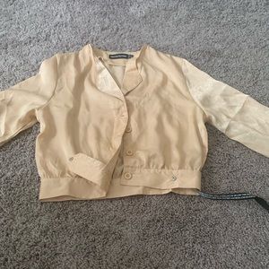 Tan crop button up top